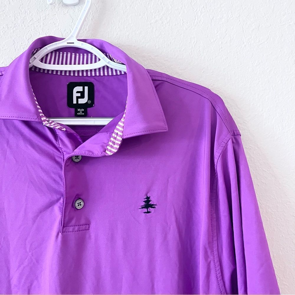 FootJoy FJ Men's Golf Polo Shirt Size M Short Sleeve Logo Purple - Picture 3 of 7
